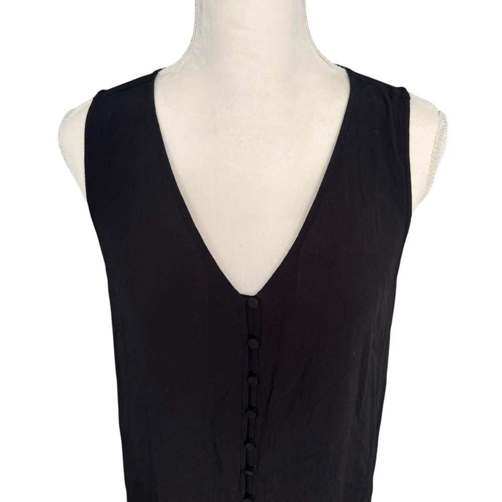 Madewell Dress Womens Medium Black V Neck Sleeveless Button Front Shift Dress - Picture 2 of 9